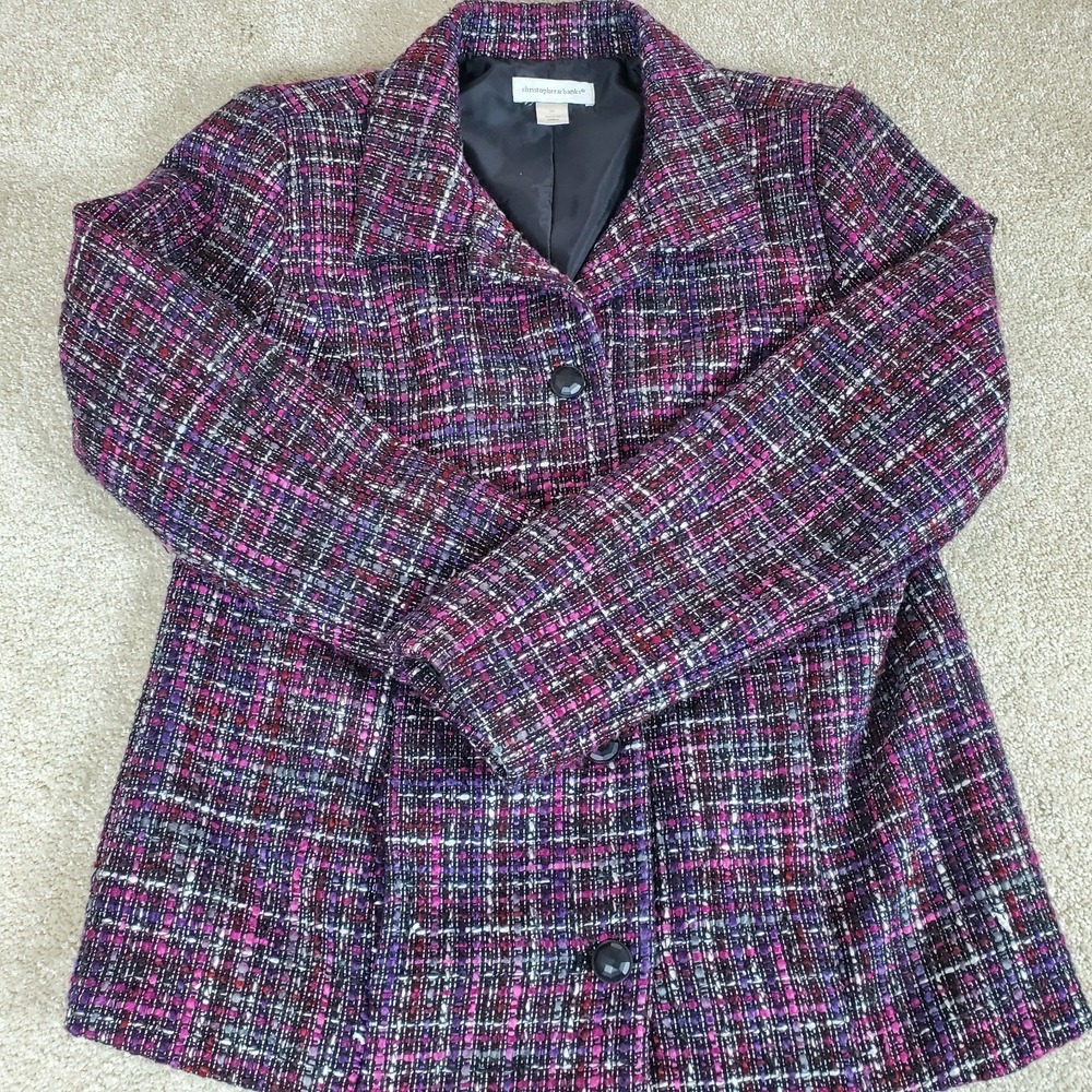 Christopher &‎ Banks Women's Jacket SZ M Lined Dressy Multicolor Pockets Buttons